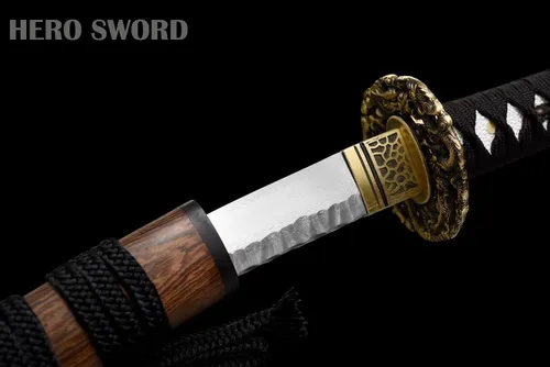 Vista 3 de Hecho a mano Damasco Acero Martillo Patrón Hoja Tanto Sharp Samurai Japonés Espada Corta Dragón Cuchillo Arma Real
