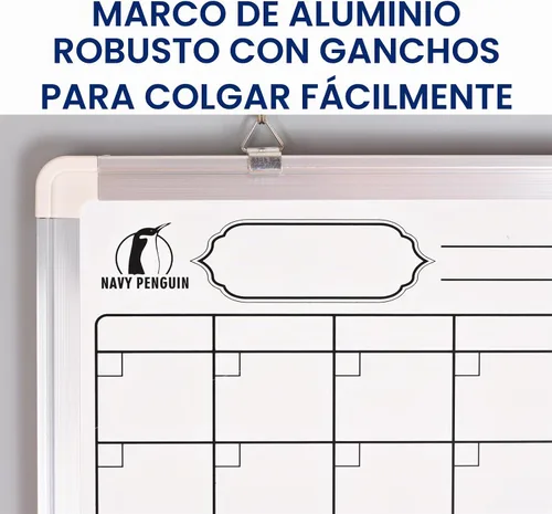 Vista 6 de Calendario de borrado en seco para pared, calendario de pizarra blanca