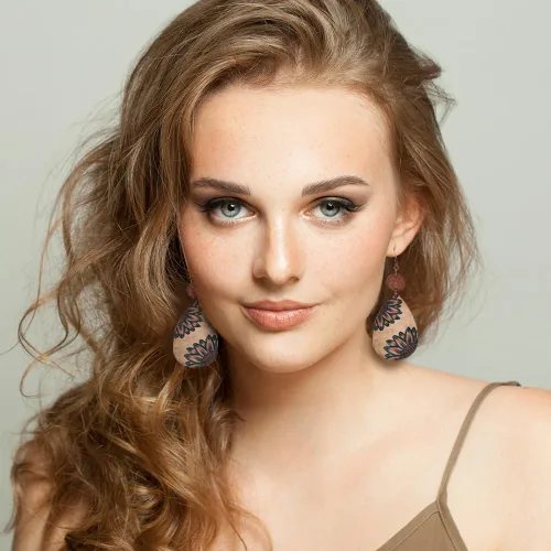 Vista 7 de 10 pares de aretes colgantes vintage para mujer, juego de joyas bohemias, diseño geométrico de girasol, aretes de lágrima, regalos de Navidad