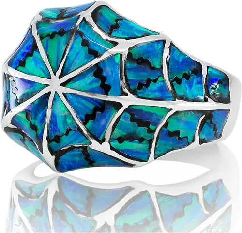Vista 5 de Anillo de plata de ley 925 con ópalo azul para hombre, fabricado en Tailandia