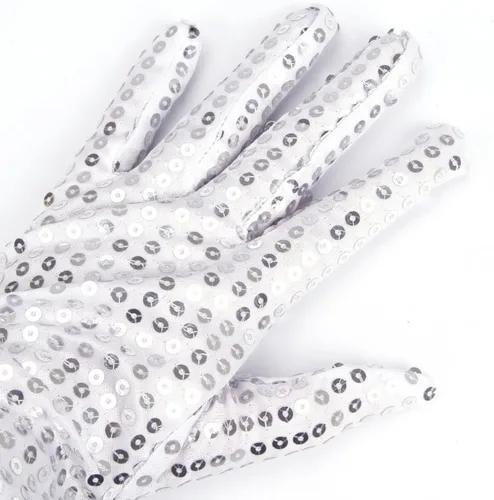 Vista 2 de PURFUN Guantes de baile de lentejuelas brillantes para adultos, disfraz de Halloween, guantes cortos con purpurina