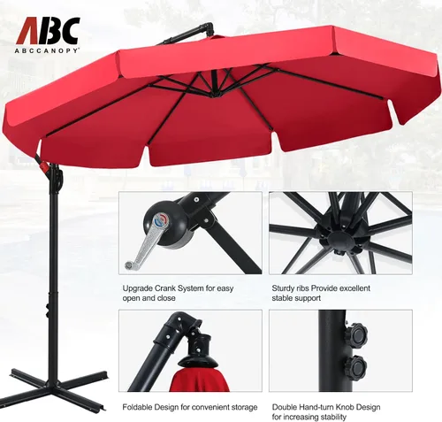 Vista 4 de ABCCANOPY Sombrillas voladizas prémium de 9 pies para patio