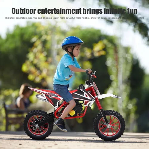 Vista 9 de 49cc 2-Stroke Kids Dirt Bike, Gas Power Motocross Rojo