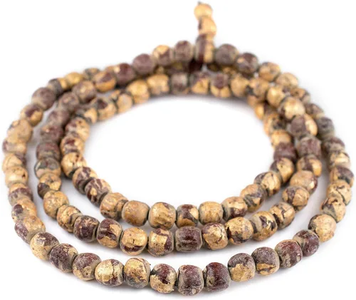 Vista 3 de TheBeadChest - Cuentas de oración de Buda de arcilla con hoja de oro de 0.433 in, multicolor, redonda, 40-45 pulgadas