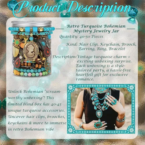Vista 4 de SMUOBT Paquete de tarros de joyería misteriosa, caja de joyería sorpresa de 40 a 45 piezas para mujer, juego de regalo