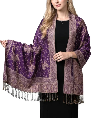Vista 38 de Achillea Bufanda reversible de pashmina con estampado paisley – Chales y envolturas indios exóticos para vestidos de noche, festivales, todas