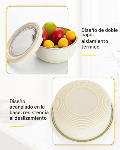 Vista 3 de Recipiente de aderezo de ensalada de acero inoxidable Lille Home, recipientes pequeños a prueba de fugas con tapas, beige Small Food Storage
