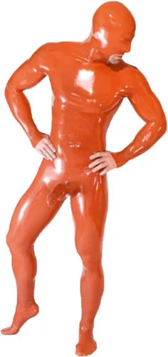 Vista 5 de Traje de baño médico de goma de látex con cuello rojo