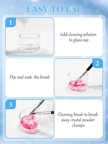 Vista 5 de EBANKU Limpiador de pinceles de uñas acrílico de 4.1 fl oz, 3 en 1, cepillo de uñas, solución limpiadora de cepillo de uñas, limpieza rápida