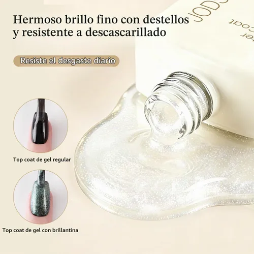 Vista 2 de JODSONE Capa superior de gel con purpurina, 0.6 fl oz, gel brillante que