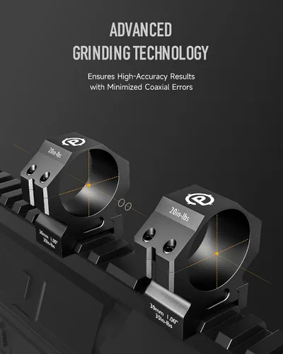 Vista 7 de Pinty Anillos para mira de 30/34 mm, juego de 2 monturas de mira para rifle de 45°, anillos de montaje de mira de aleación de aluminio con altura
