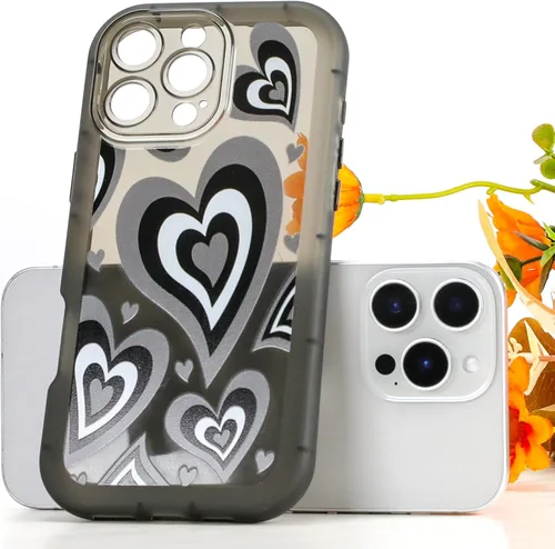 Vista 5 de AIGOMARA Funda para iPhone 16 Pro Max con bonito patrón de corazón, ajuste delgado, suave, flexible, a prueba de golpes, TPU para mujeres y niñas