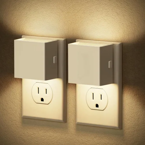 Vista 21 de JandCase Luz nocturna, luces nocturnas automáticas enchufables a la pared, paquete de 2 luces nocturnas modernas con sensor de luz automática, luz