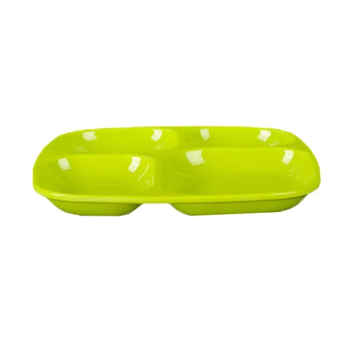 Vista 2 de tooloflife Bandeja de cena dividida Plato reutilizable Cuatro platos redondos divididos Caja de almuerzo de plástico para vajilla conveniente Verde