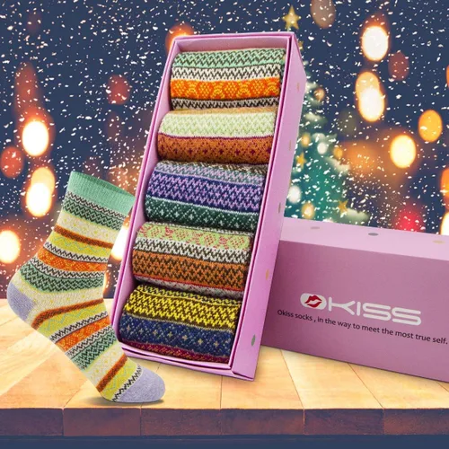 Vista 2 de FYC - Calcetines de invierno, para mujer, cálidos, de lana suave y gruesa, regalo de Navidad, calcetines deportivos acogedores, regalo para mujer