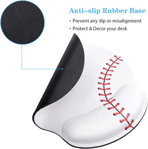 Vista 4 de Alfombrilla de mouse con soporte de muñeca, alfombrilla de mouse para hombre, base de goma antideslizante, alfombrilla de mouse para escritorio