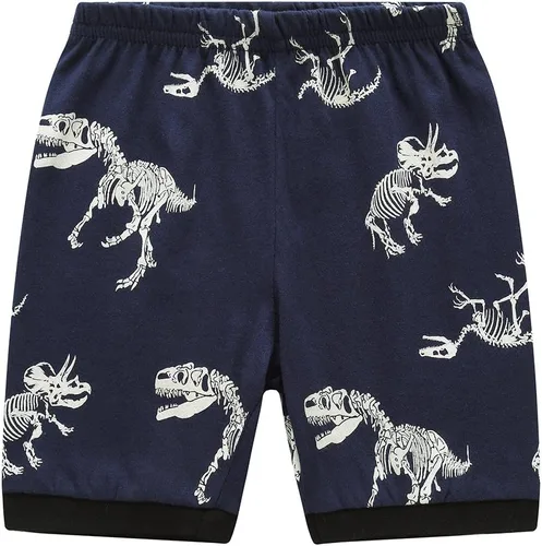 Vista 5 de RKOIAN Conjunto de pijama de manga corta para niños pequeños, 100% algodón, ropa de dormir para niños pequeños Dinosaurio azul1