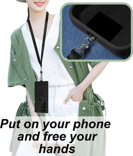Vista 6 de Funda para iPhone SE 2022/2020, iPhone 8/7, con soporte de anillo giratorio de 360° y correa de silicona líquida delgada funda protectora para Negro