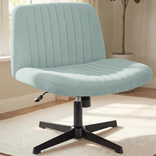 Vista 18 de NEO CHAIR Silla cruzada con ruedas, escritorio de oficina con patas marrón (Brown PU)