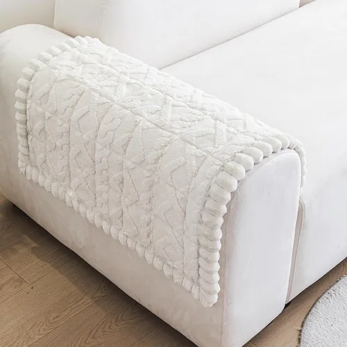 Vista 3 de Fundas de Reposabrazos de Sofá Antideslizantes, Funda Lavable de Respaldo de Sillón Suave, Fundas Gruesas y Peludas para Reposabrazos de Sofá