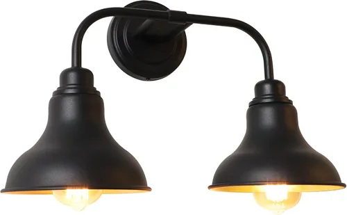 Vista 9 de 18-Inch 2-Light Farmhouse Bathroom Vanity Light Over Mirror, Black