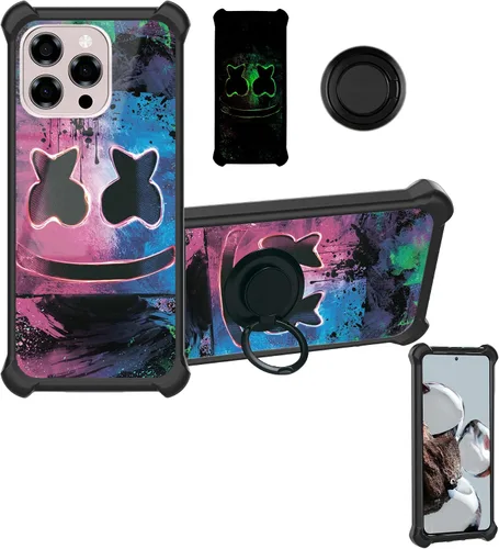 Vista 74 de Aroepurt Funda compatible con Nothing Phone 2a Phone Case Cover [PC duro + silicona suave] [soporte de anillo] [efecto luminoso] YGH-BQ