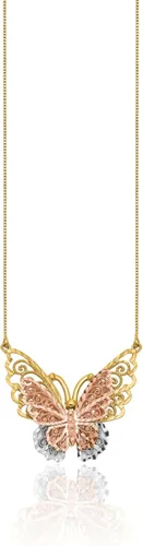 Vista 2 de Collar de cadena de alas de mariposa de oro rosa sólido amarillo sólido de 14 quilates