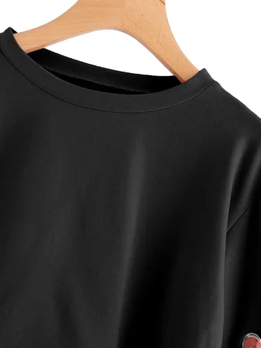 Vista 4 de SweatyRocks - Sudadera suéter de manga larga con cordones para mujer ombliguera