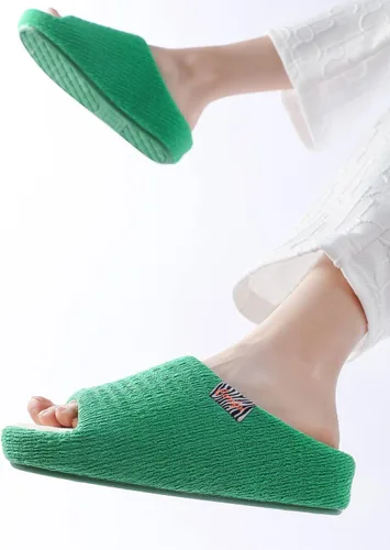 Vista 2 de Pantuflas suaves para mujer con espuma viscoelástica de dos tonos para dormitorio, zapatos de casa con suela de goma para interiores