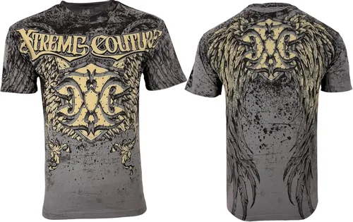 Vista 5 de Xtreme Couture by Affliction Camiseta para hombre, diseño gráfico Gris oscuro (leyenda)