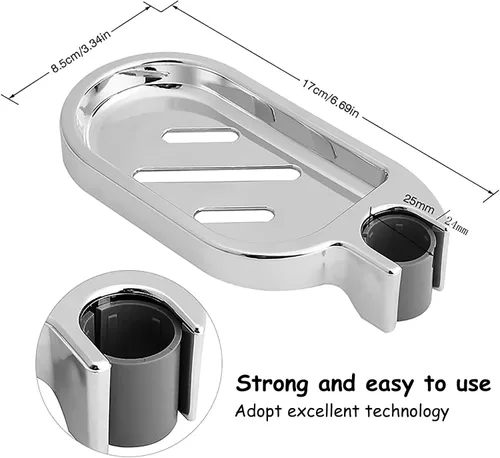 Vista 2 de Barra de ducha ajustable ABS con clip para baño, jabonera