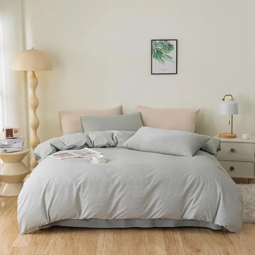 Vista 30 de VCLIFE - Juego de funda de edredón de algodón para cama individual, matrimonial, Queen, King, moderno, geométrico, juego de ropa de cama gris