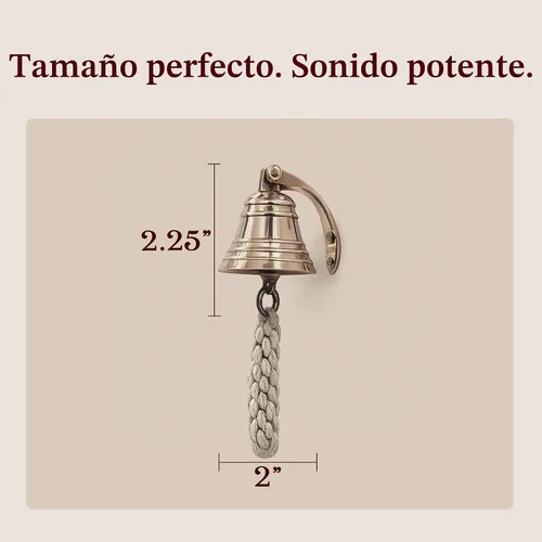 Vista 4 de THDC Campana de barco de 2 pulgadas, campana de reloj marítimo de latón macizo, campana de montaje en pared para interiores y exteriores para pub