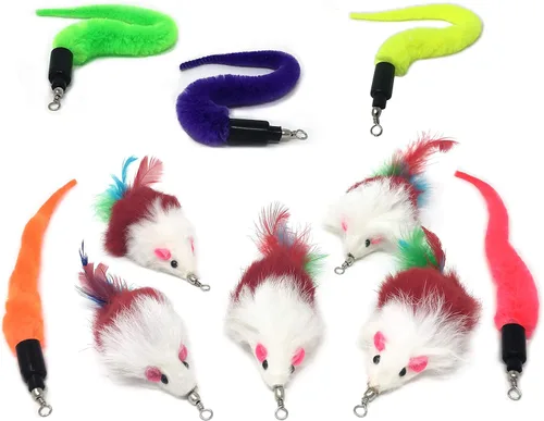 Vista 11 de Pet Fit for Life 7 piezas - Plus Bonus - Plumas de repuesto y peludo suave para varitas interactivas de juguete para gatos y gatitos..
