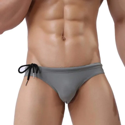 Vista 3 de Mendove Bañadores de bikini de nailon sólido para hombre con cordón ajustable
