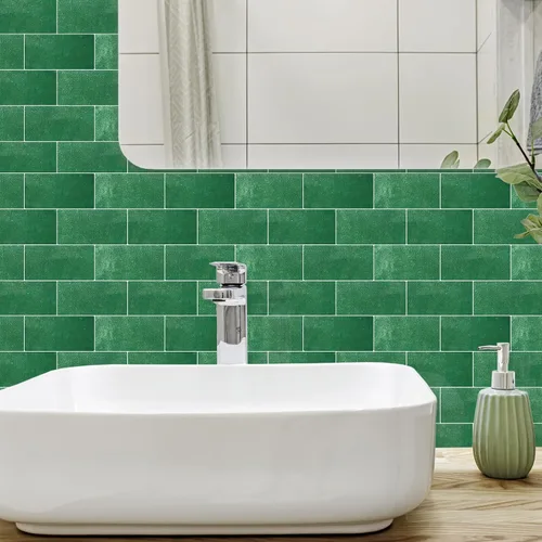 Vista 8 de Mosaicos 3D autoadhesivos para cocina, baño y tocador, 10 hojas de alta calidad, paneles decorativos impermeables (12 x 10) (verde pavo real)