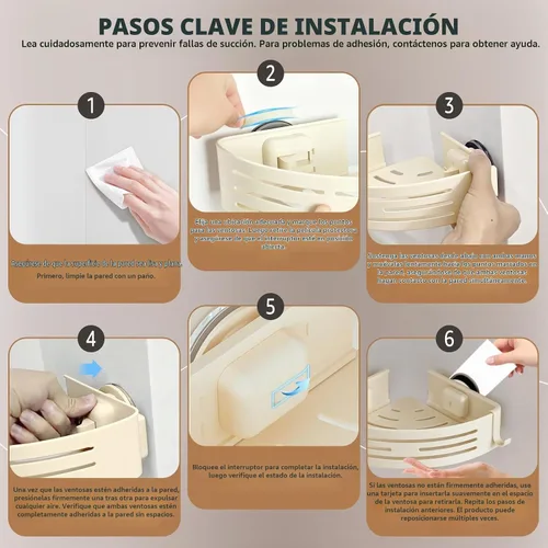 Vista 5 de Conworld Ventosas de esquina para ducha, estante de ducha de esquina sin