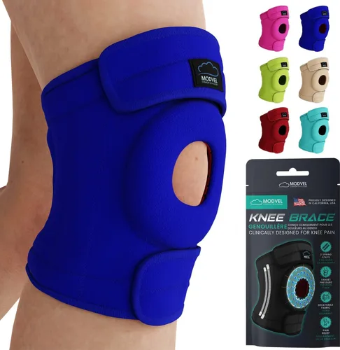 Vista 13 de Modvel ELITE - Rodillera para hombres y mujeres, almohadillas de gel para rótula y estabilizadores laterales para ACL, recuperación de desgarro