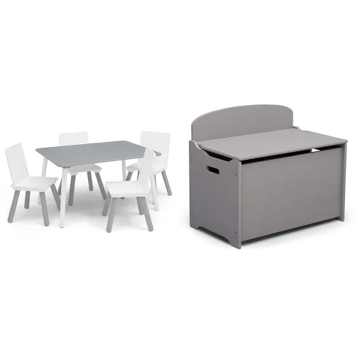 Vista 15 de Delta Children Conjunto de mesa y sillas para niños (4 sillas incluidas), gris/azul