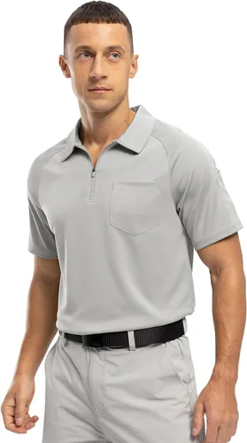 Vista 3 de BASUDAM Polo con cremallera para hombre, de secado rápido, manga corta, atlético, al aire libre, con bolsillo