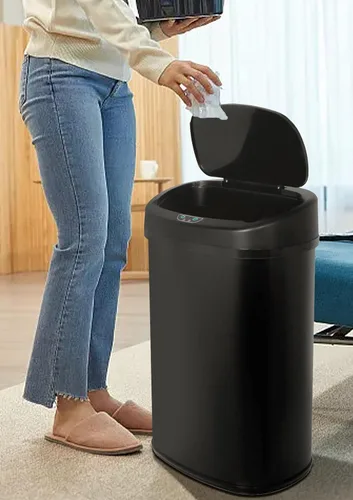 Vista 7 de Bote de basura automático de 50 l/13 galones para el hogar y la cocina, cubo de basura grande de acero inoxidable con sensor de movimiento
