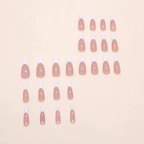 Vista 3 de BABALAL Uñas Postizas Largas de Estilete para Pegar Blancas Uñas Falsas con Punta Francesa Diseño con Pegamento Suministros de Arte 24 Piezas XL