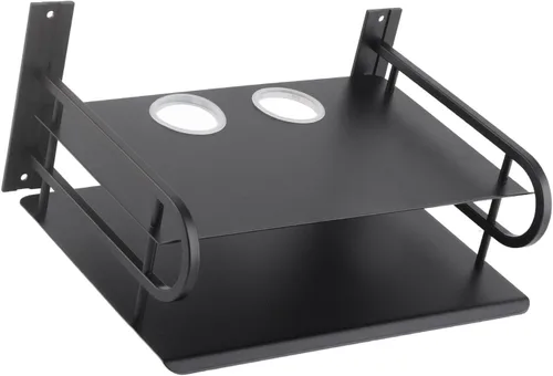 Vista 4 de Estante de montaje en pared, estante flotante de pared de doble capa, estante de caja de TV, estante montado en la pared, router DVD cable caja