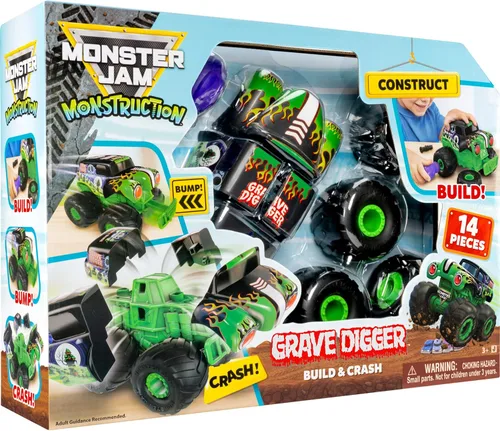 Vista 6 de Monster Jam™ Monstruction Build & Crash Grave Digger™ - Vehículo para construir de 8 pulgadas con 14 piezas y destornillador