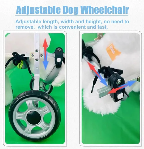 Vista 3 de Silla de ruedas para perro, ligera, soporte completo, para patas delanteras/traseras, carrito para silla de ruedas para mascotas con 4 ruedas