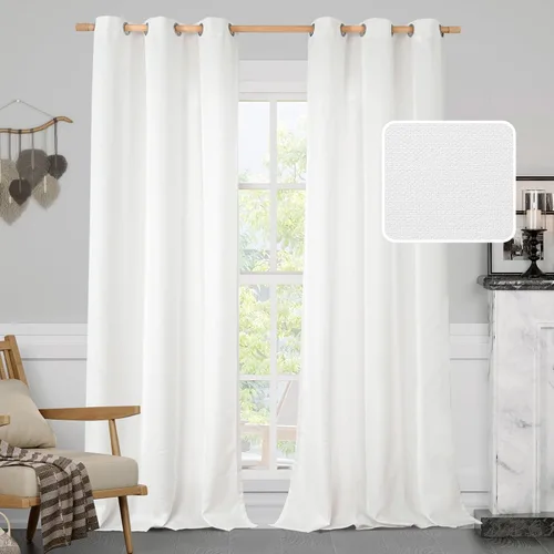 Vista 20 de LAMIT Cortinas de Lino Blancas Semitransparentes para Dormitorio, Paneles Filtrantes de Luz, Cortinas de Lino con Ojales de Protección de Privacidad