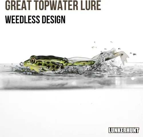 Vista 3 de Lunkerhunt - Señuelo de Pesca Rana Lunker Señuelo de Rana Topwater Realista Galardonado para Pesca de Lubina, Trucha y Lucio Carnada para Peces