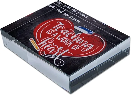 Vista 2 de Infusion Pisapapeles de cristal personalizado de agradecimiento al maestro con caja de regalo (una obra de corazón)