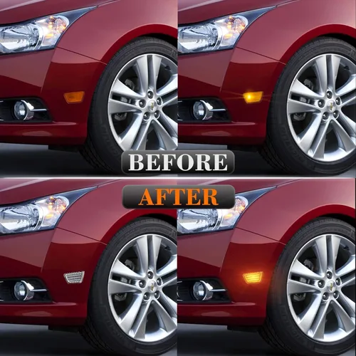 Vista 5 de POPMOTORZ Luces LED de posición laterales para parachoques delantero, lámparas de señal de giro ámbar compatibles con Chevy Cruze 2011-2015