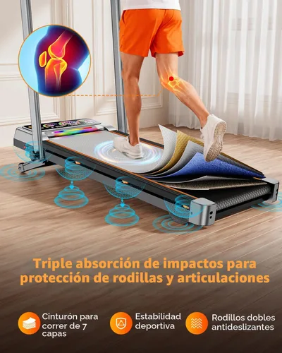 Vista 7 de Almohadilla para caminar con 15% de inclinación automática de 12 niveles, Trisomy 3.5HP plegable debajo del escritorio, cinta de correr de capacidad